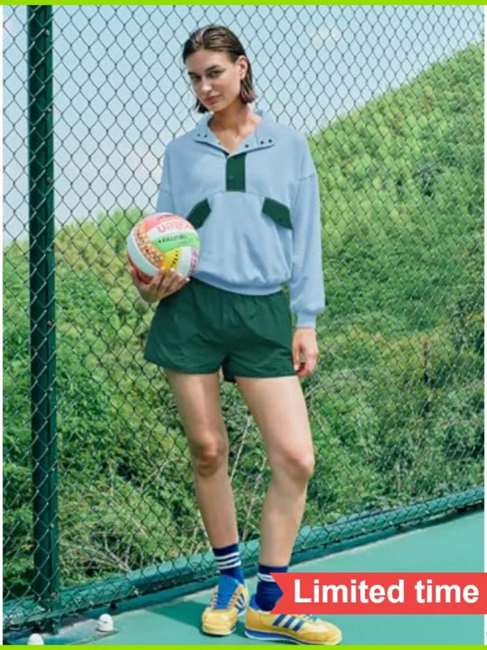 2 Piece Athletic Set Pullover Sweatshirt with Shorts Medium